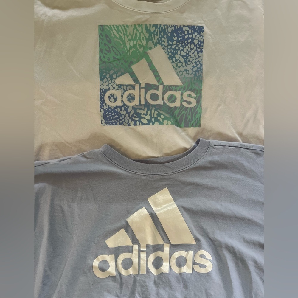 Adidas White and Purple Matching Set Tees - Picture 2 of 3